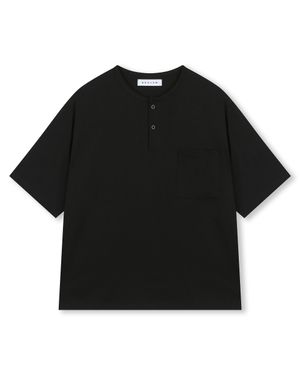 LOOSE FIT HENLEY NECK T-SHIRT BLACK