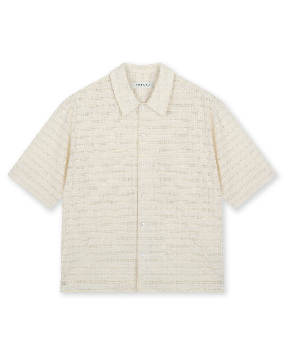 비슬로우(BESLOW) RELAXED CHECK HALF SHIRT CREAM