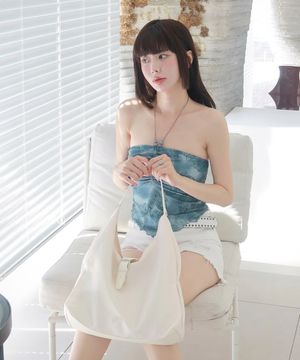 Luna Chain Shirring Shoulder Bag_Ivory