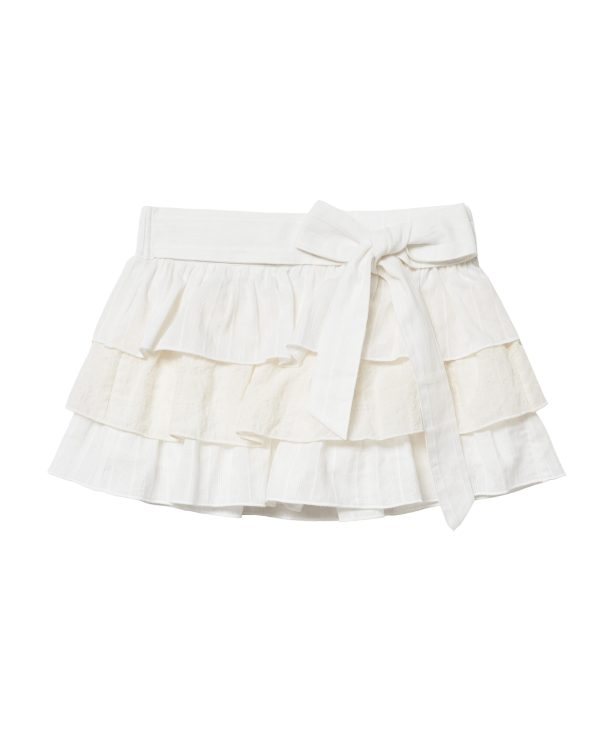 서울리(SEOULI) SOFTY LAYERED BOW SKIRT [WHITE STRIPE]