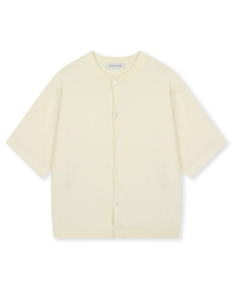 FINE KNIT HALF SLEEVE CARDIGAN IVORY