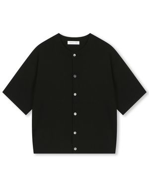 FINE KNIT HALF SLEEVE CARDIGAN BLACK