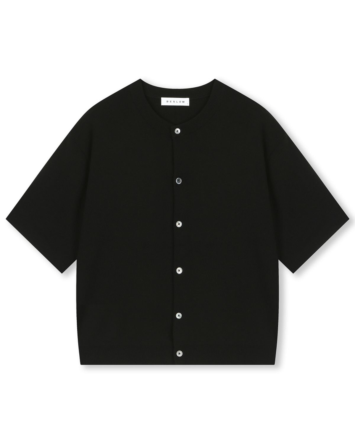 비슬로우(BESLOW) FINE KNIT HALF SLEEVE CARDIGAN BLACK