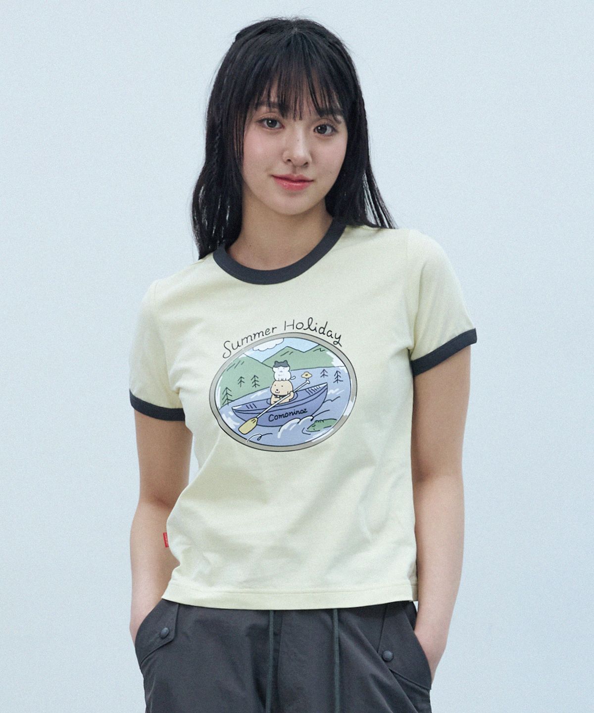 꼬모니노즈(COMONINOZ) [NINOZ X SOOBOOKZ] W SUMMER HOLIDAY T-SHIRT [LEMON]
