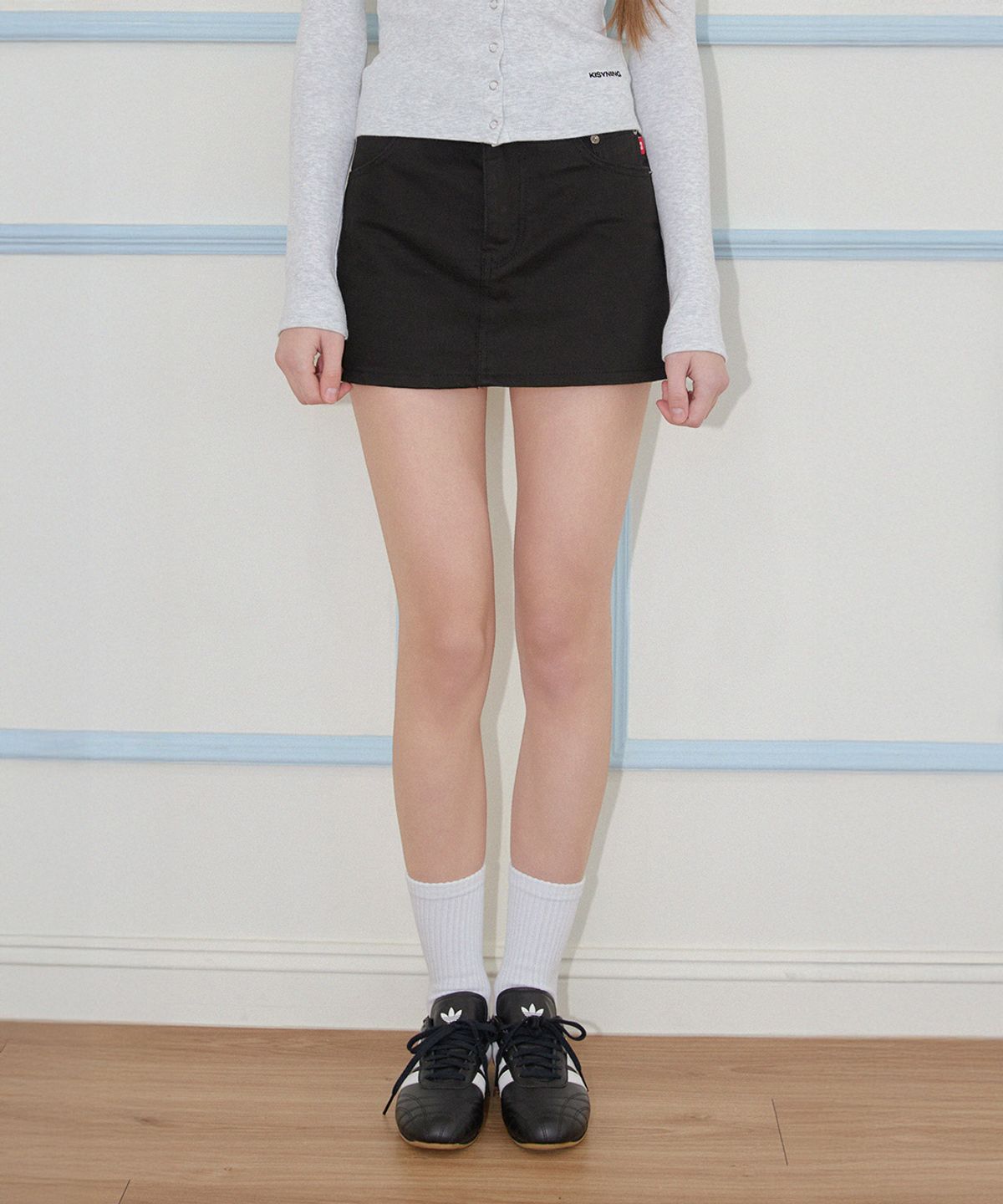 키시닝(KISYNING) New Classic Cotton Mini Skirt (Black)