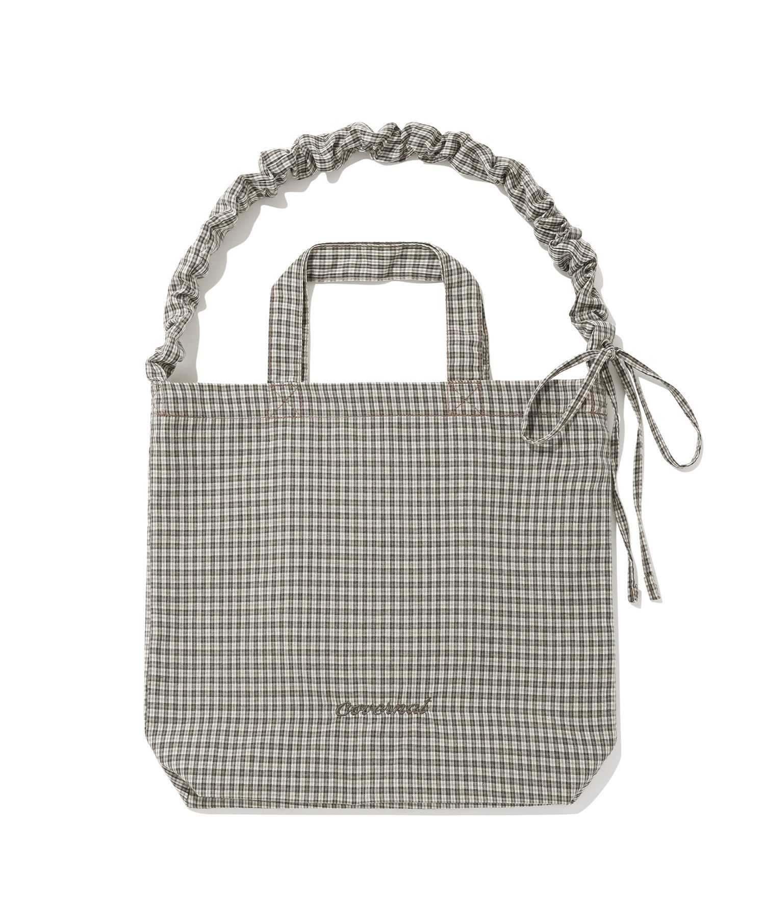 MUSINSA公式 | COVERNAT WOMAN Clover Heart Check Shirring Eco