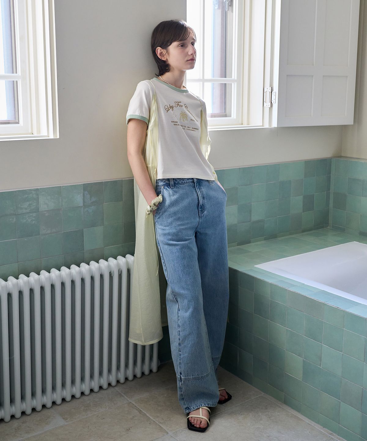 커버낫 우먼(COVERNAT WOMAN) 우먼 시어 레이어드 원피스 Light Yellow