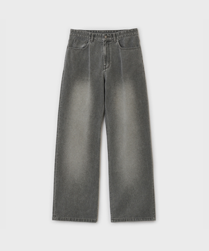 트루 와이드 데님 팬츠 - 빈티지 카키