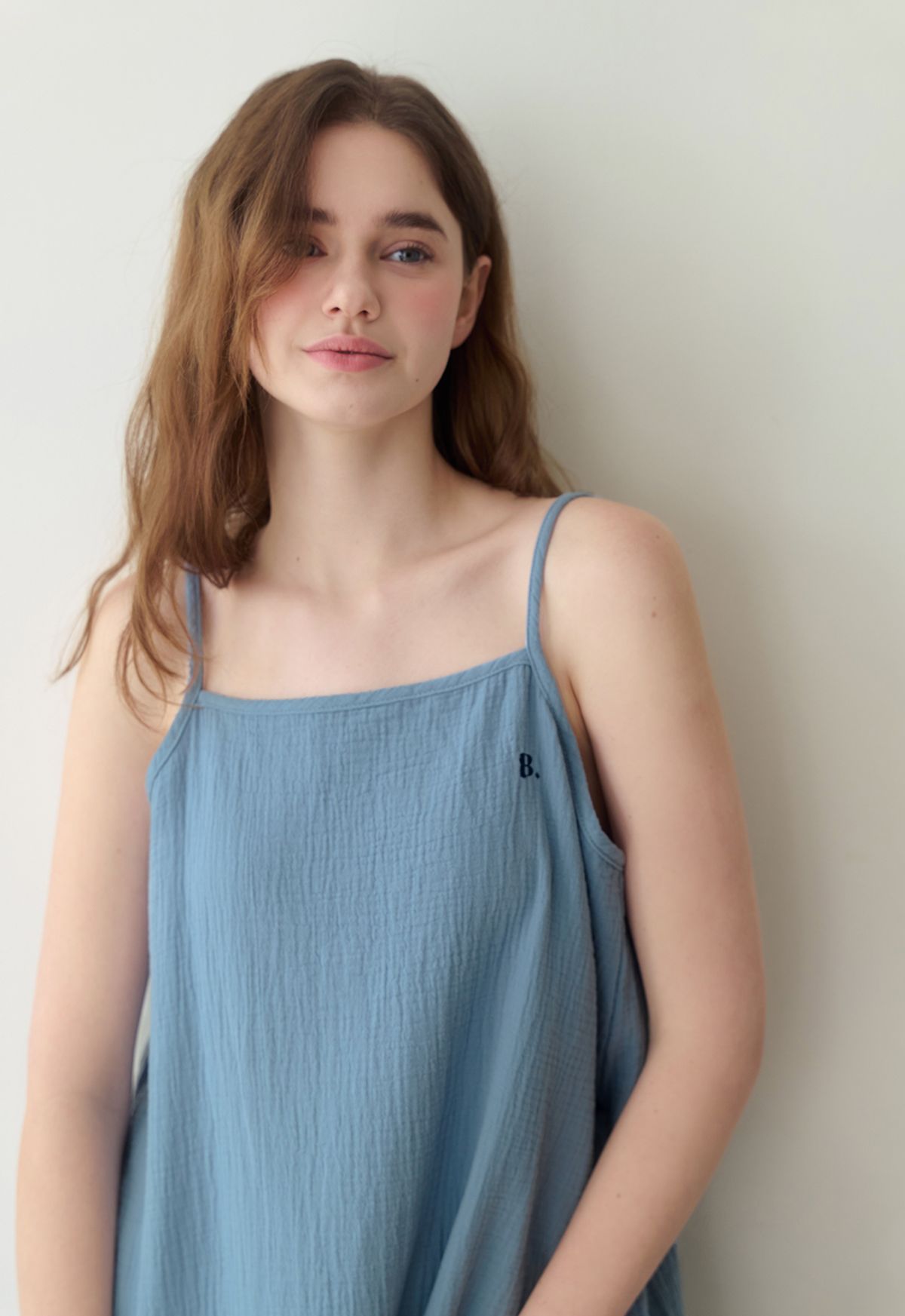 보일하우스(BOIL HOUSE) Sleeveless Cotton Long One Piece (blue)