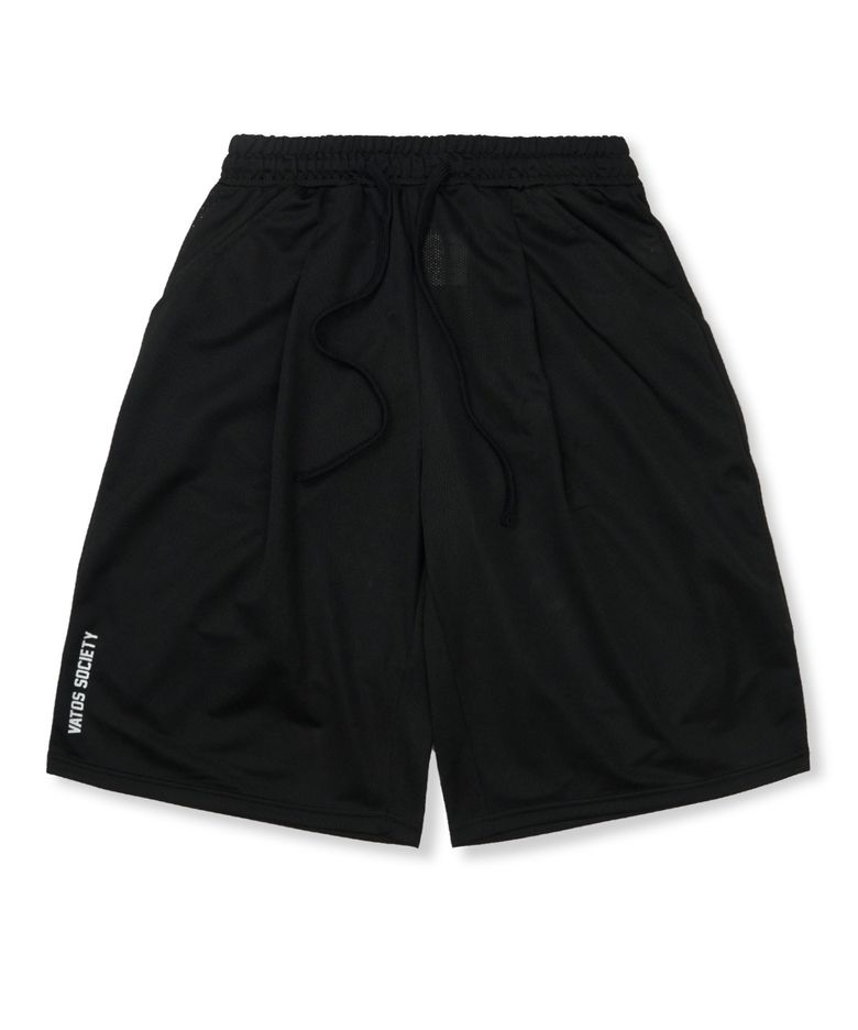Mesh Wide Bermuda Pants Black