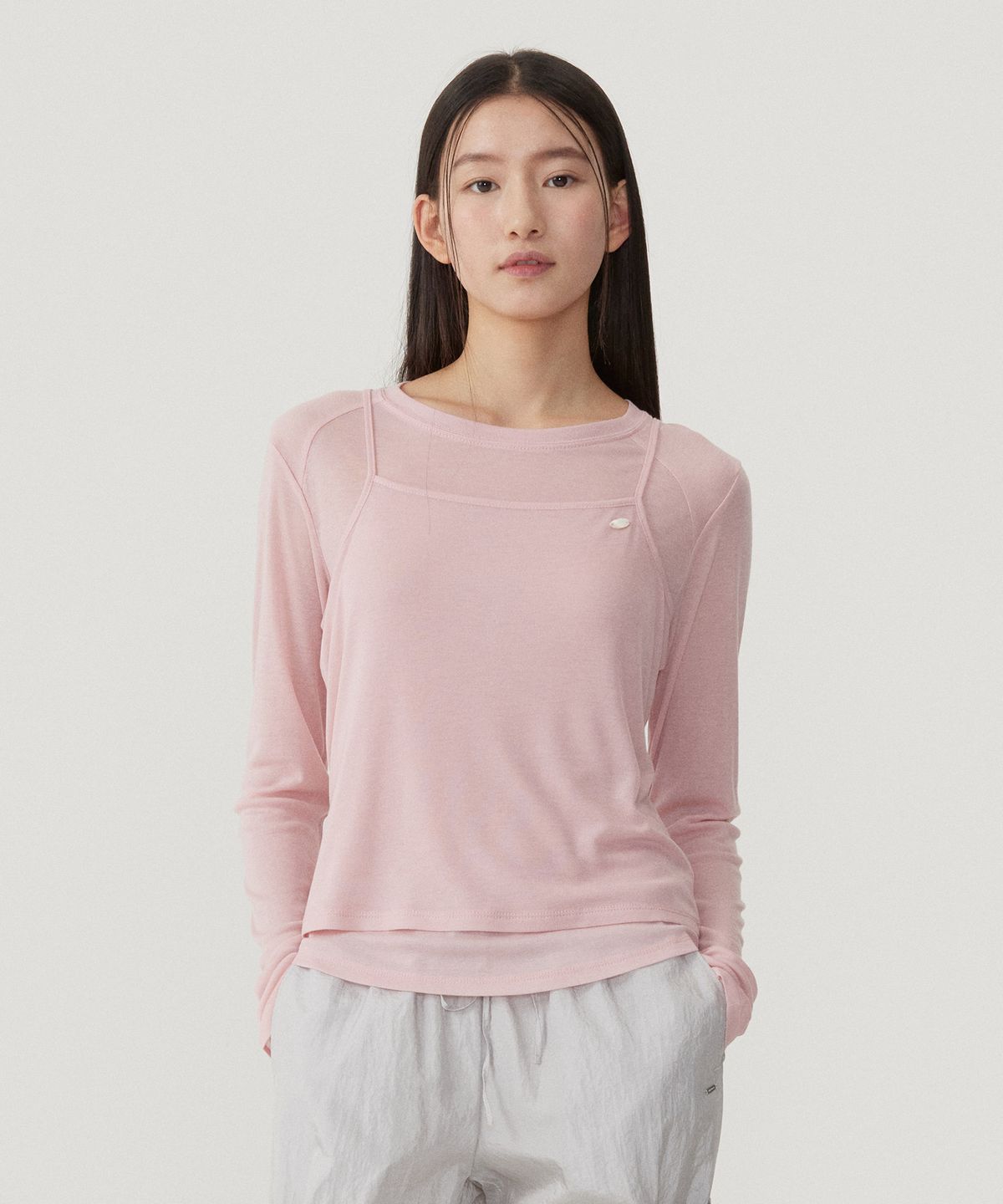 커버낫 우먼(COVERNAT WOMAN) 우먼 시어 레이어드 롱슬리브 Light Pink
