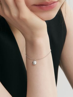[Cotidiano]Round Signature Silver Bracelet Ib331