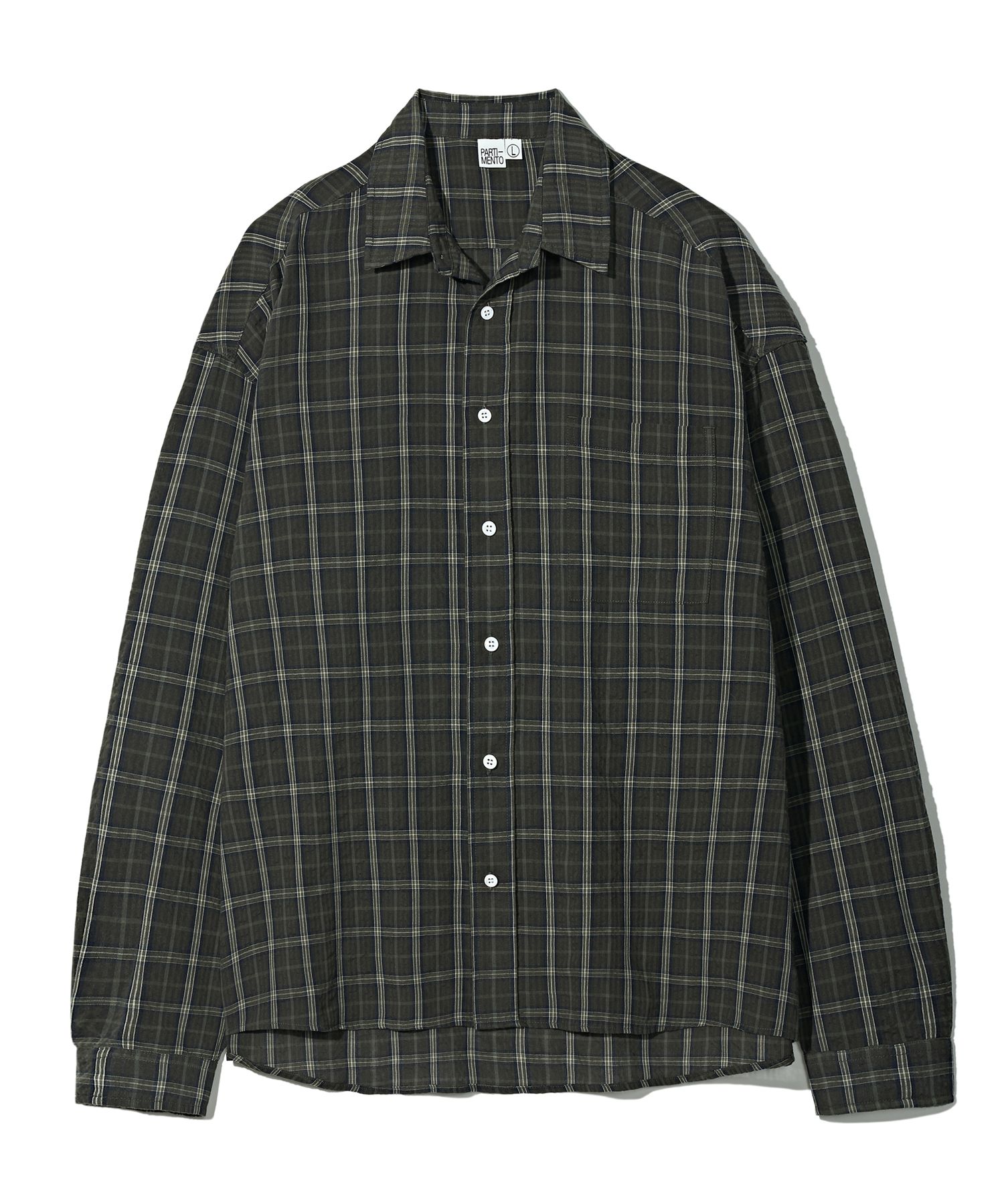MUSINSA | PARTIMENTO Cameron Tartan Check Shirt Charcoal