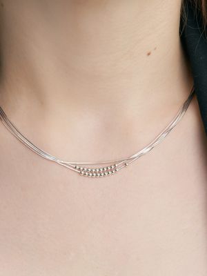 [Cotidiano]Silky Layered Ball Silver Necklace In543