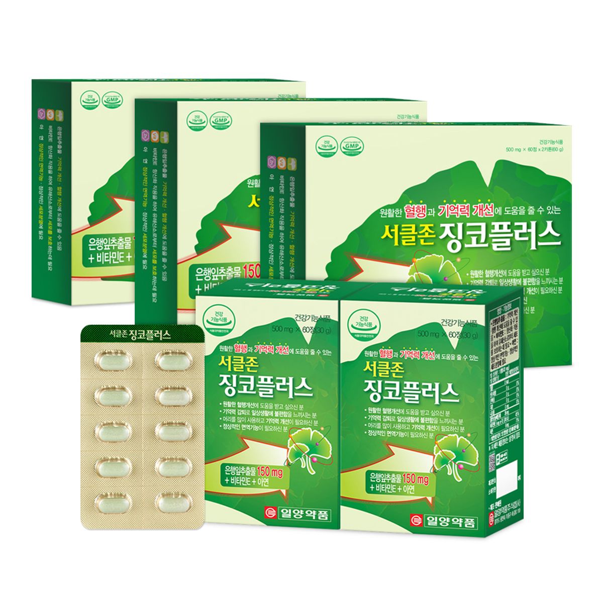 일양약품(IL-YANG PHARM) 은행잎추출물 징코 플러스 비타민E 아연 영양제 12개월분 혈액순환 기억력