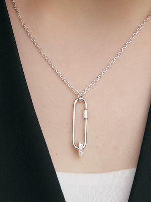 [Cotidiano]Link Hexagon Silver Necklace In546