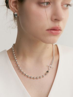[Cotidiano]Unbal Big Ball Silver Necklace In549