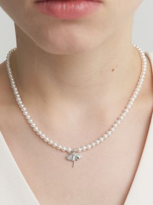 [Cotidiano]Signature Flower Pearl Silver Necklace In551