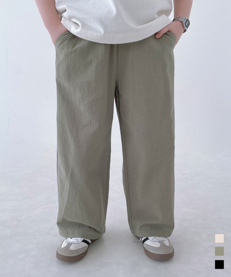 미니멀 린넨 라이크 와이드 팬츠