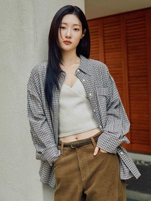 쉬어 체크 셔츠 NEW5XB323