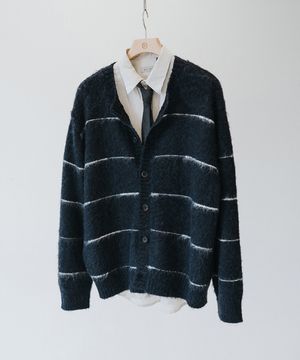 브러쉬드 탐 가디건 - 네이비 스트라이프