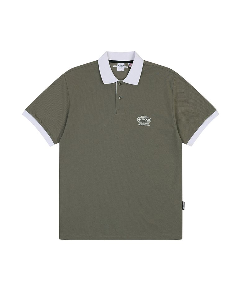 COLOR BLOCK COLLARED T SHIRTS (KHAKI)