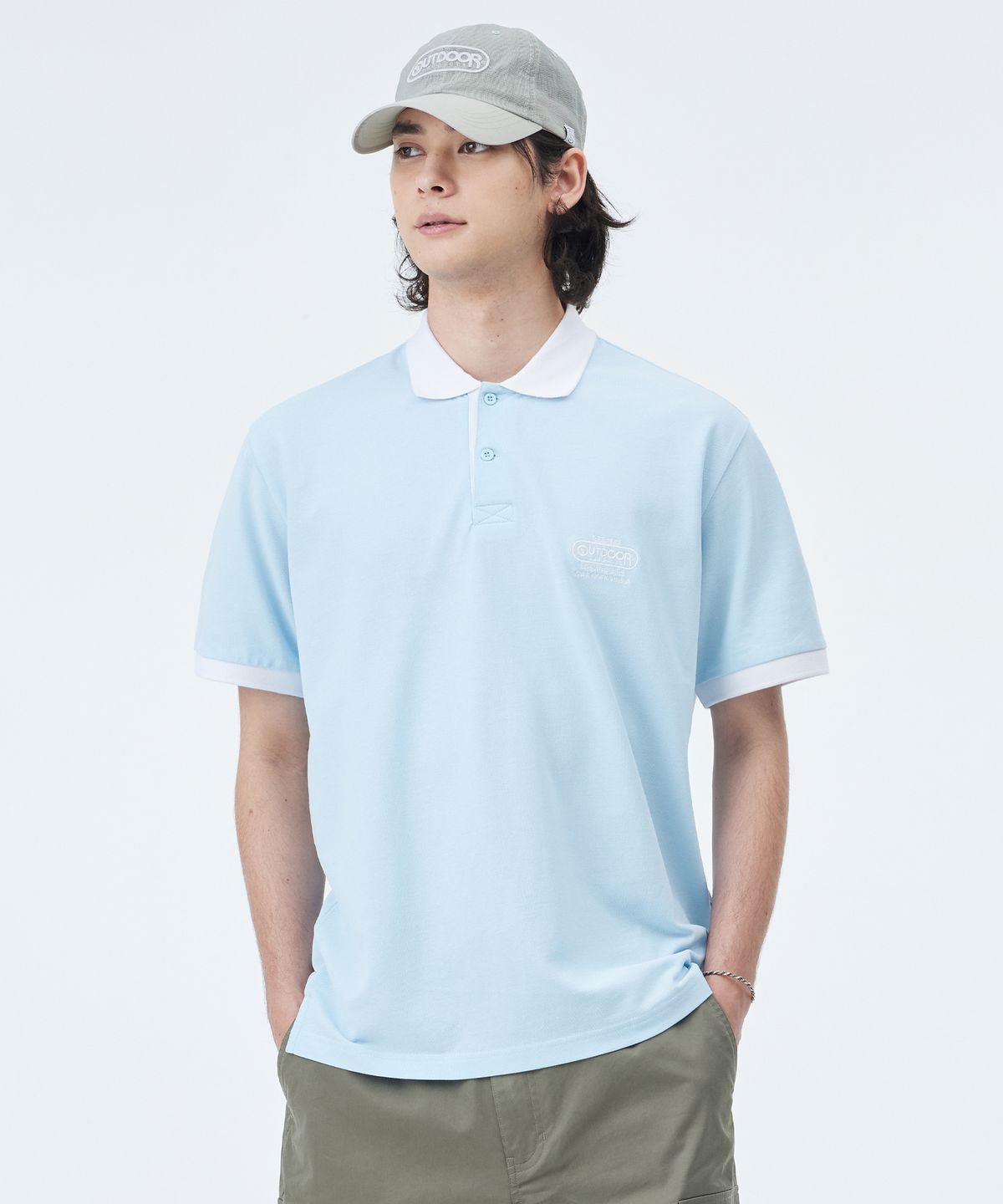 아웃도어 프로덕츠(OUTDOOR PRODUCTS) COLOR BLOCK COLLARED T SHIRTS (BLUE)
