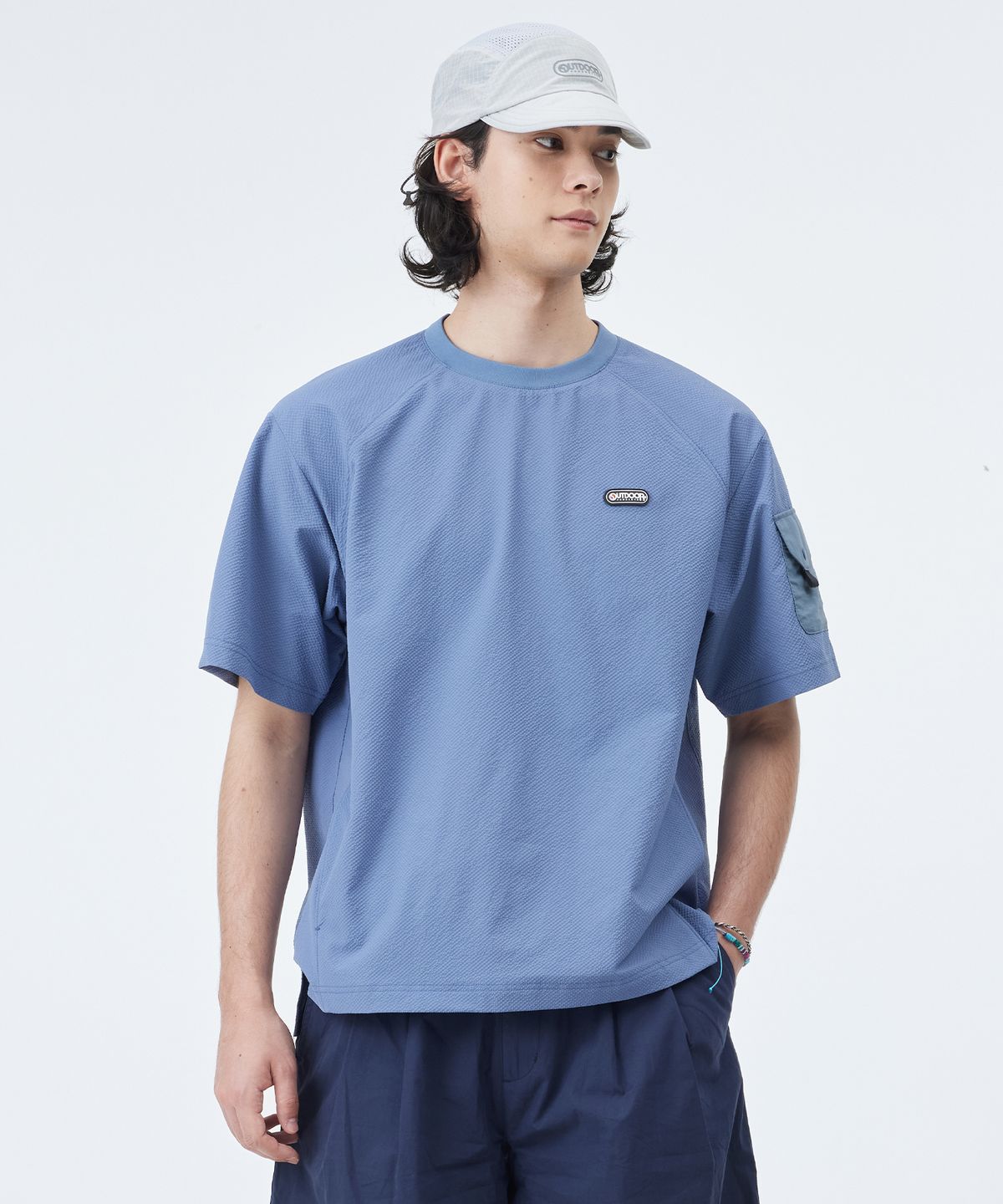 아웃도어 프로덕츠(OUTDOOR PRODUCTS) SHEER SUCKER T SHIRTS (BLUE)