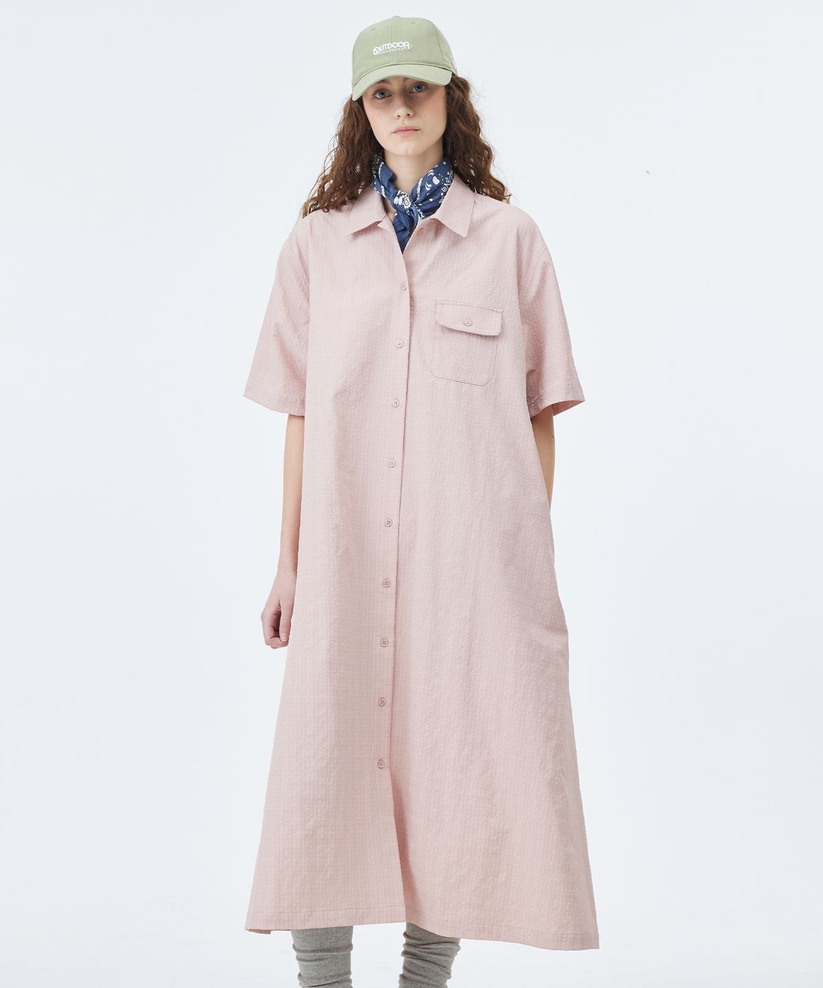 아웃도어 프로덕츠(OUTDOOR PRODUCTS) W CHECK SUCKER SHIRT ONEPIECE (PINK)