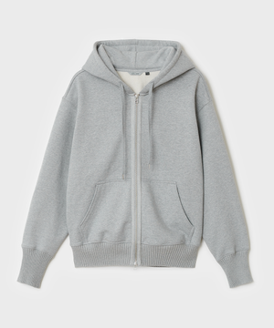 유틸리티 후디 집업 - 멜란지 그레이