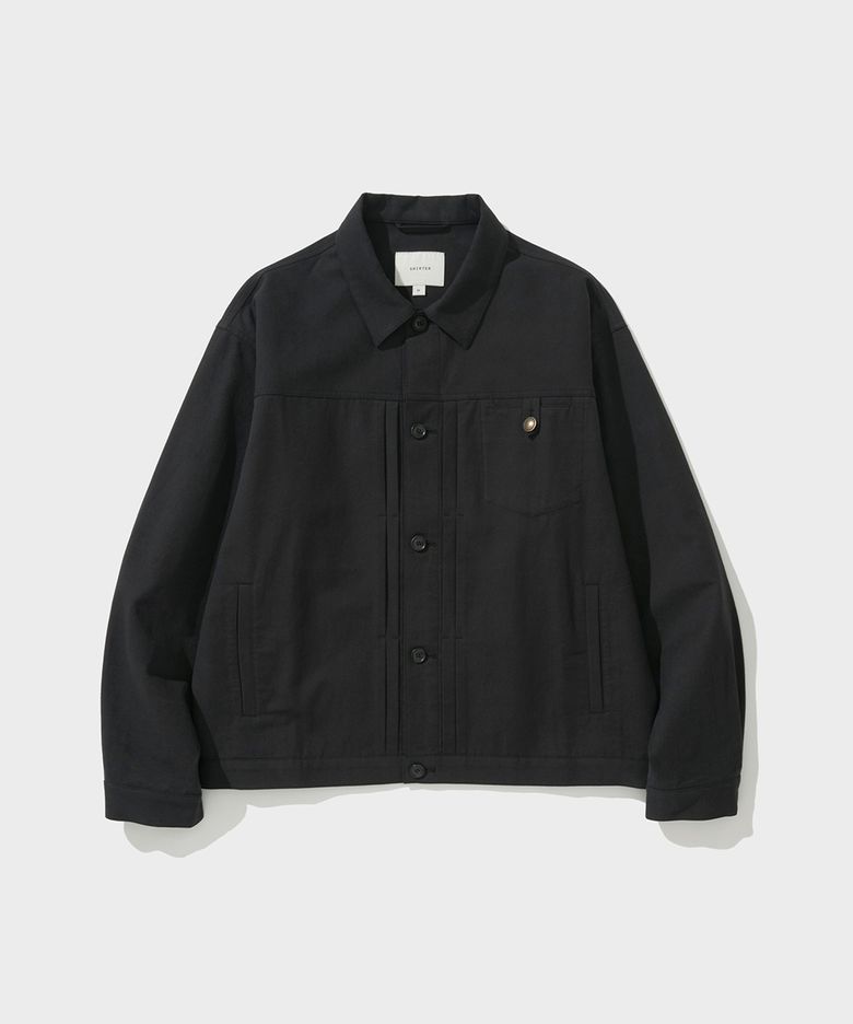 SOFT LINEN TRUCKER JACKET (BLACK)