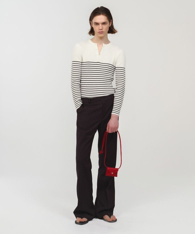 UNISEX, Stripe Flare Pants / Black