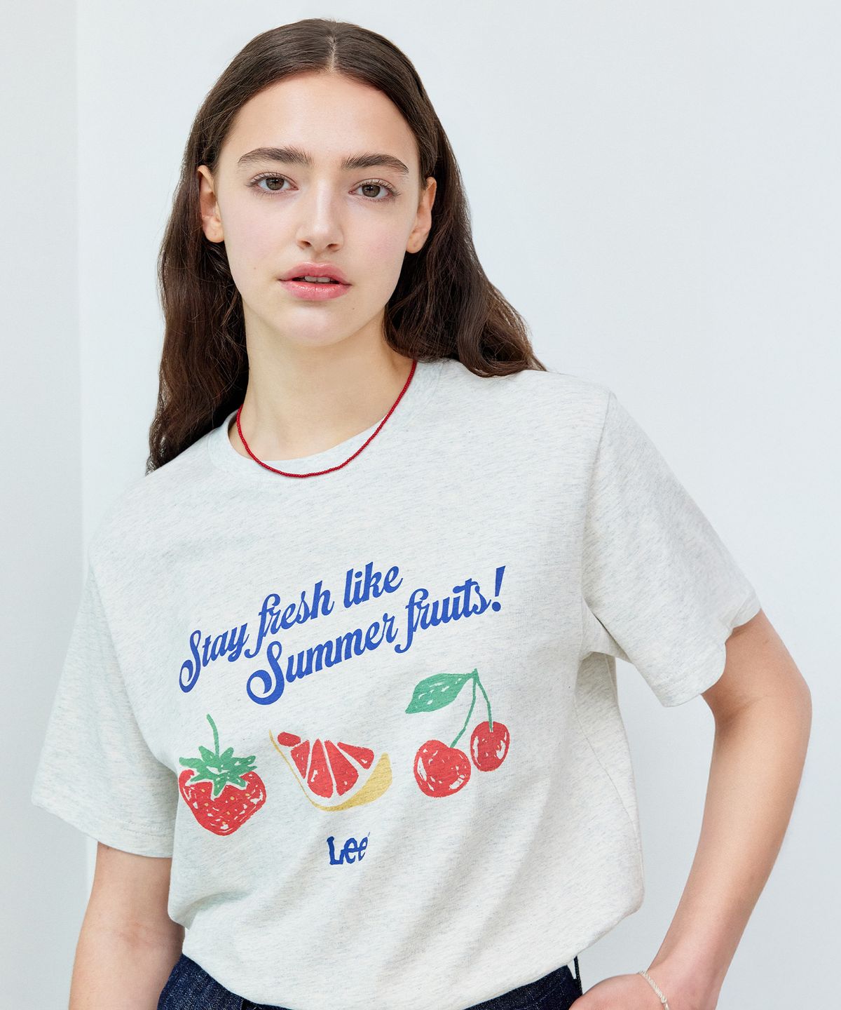 리(LEE) 우먼 과일 그래픽 릴랙스드 티셔츠 오트밀