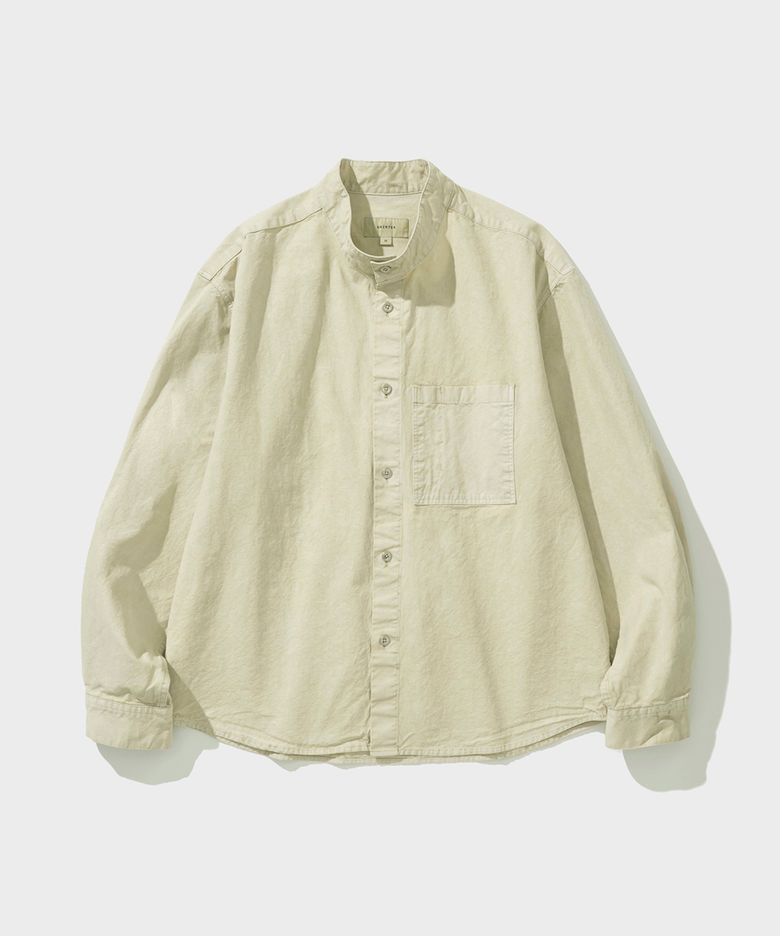 HIGH NECK OVERDYED SHIRT (IVORY)