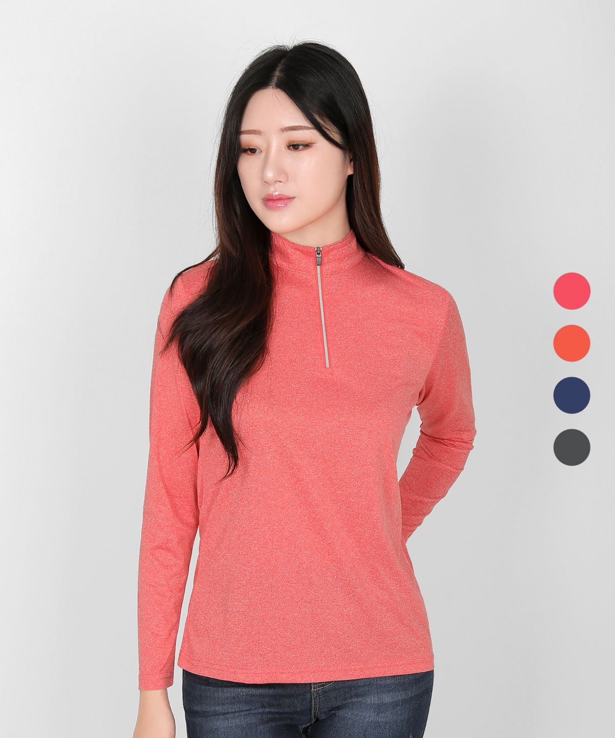엑스트라스포티(EXTRASPORTY) 프리티우먼 여성 멜란지 긴팔 집업 티셔츠(SI42LT018W) 4 Colors