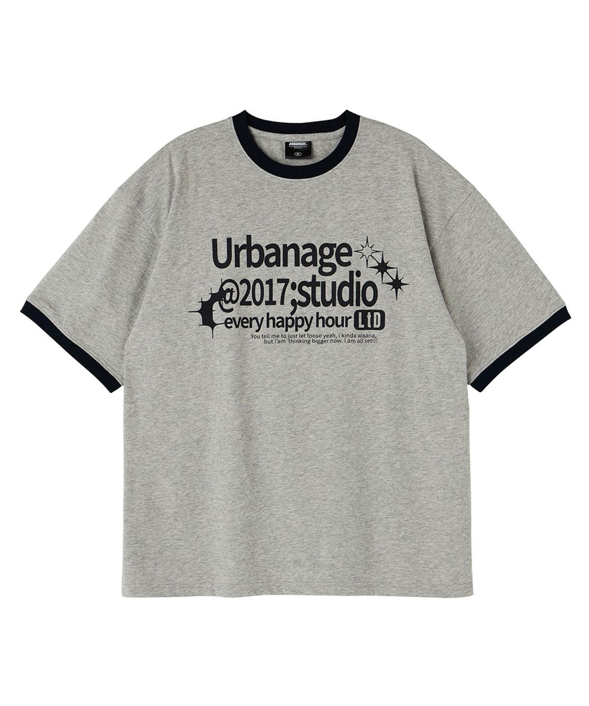 어반에이지(URBANAGE) STUDIO 링거 오버 반팔 그레이