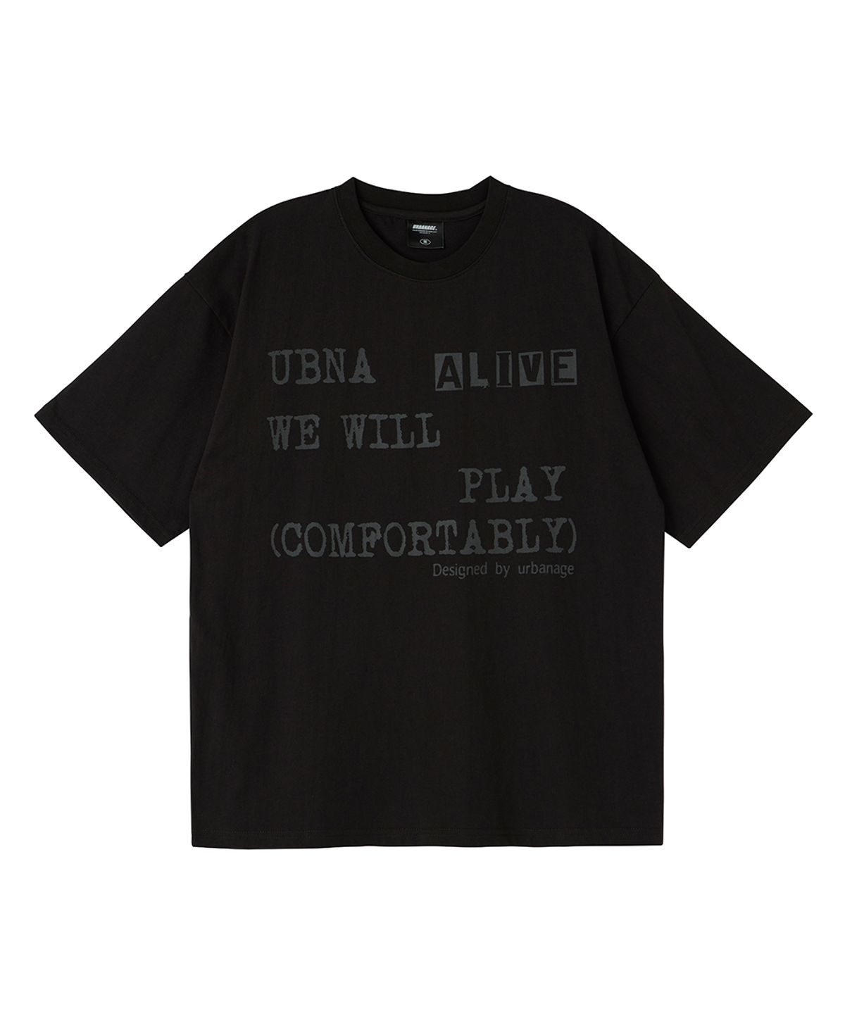 어반에이지(URBANAGE) ALIVE 오버 반팔 차콜