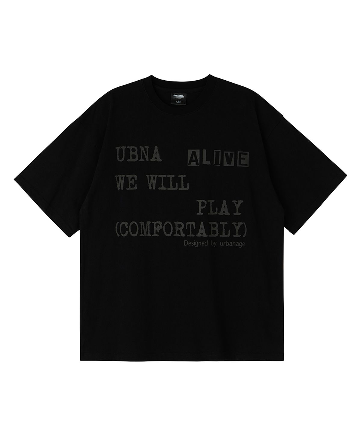 어반에이지(URBANAGE) ALIVE 오버 반팔 블랙