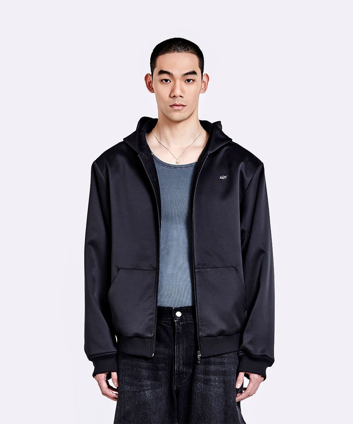 51퍼센트(51PERCENT) Oversized Hoodie zip-up - Secret black