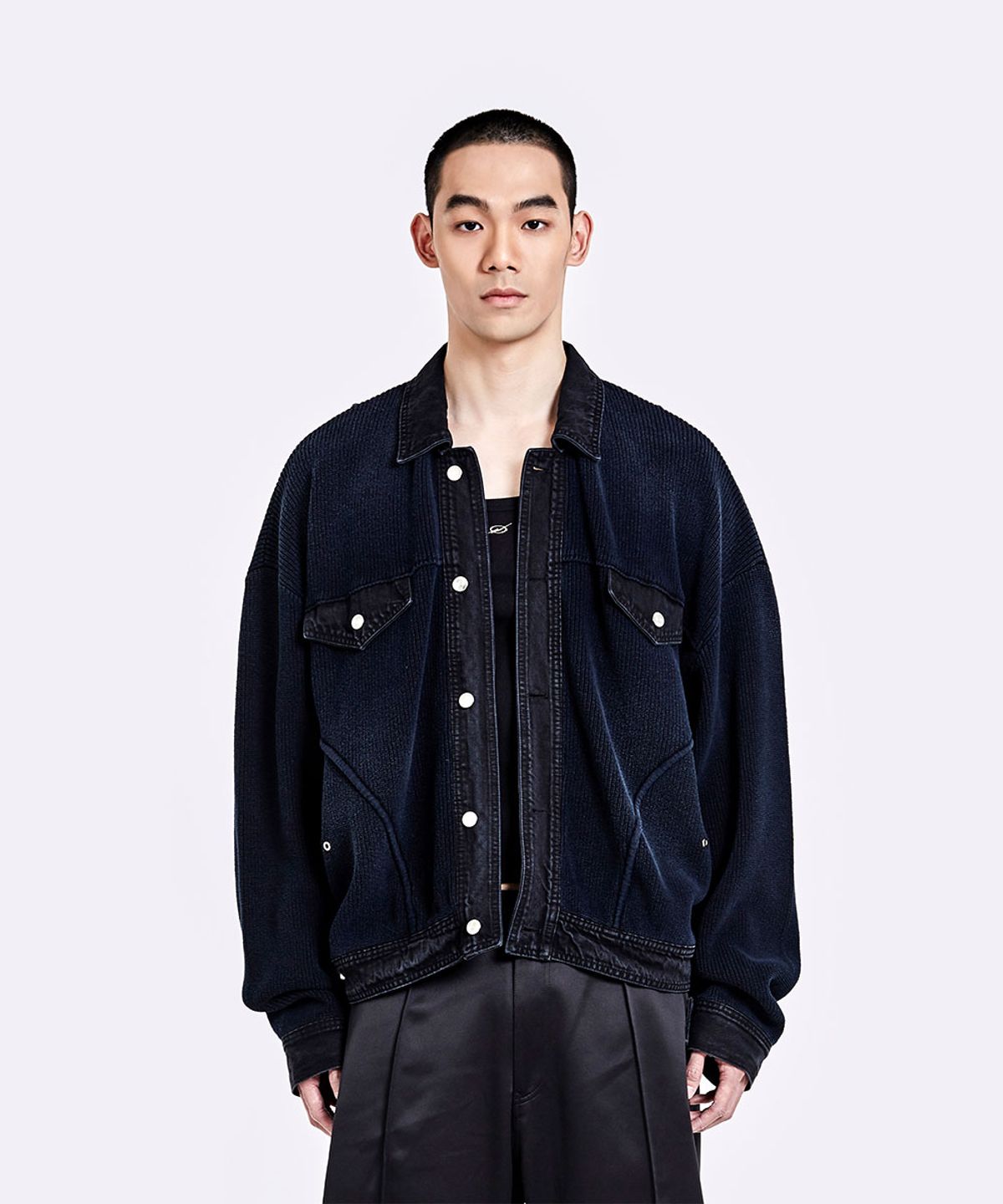 51퍼센트(51PERCENT) Denim knit Jacket - Black