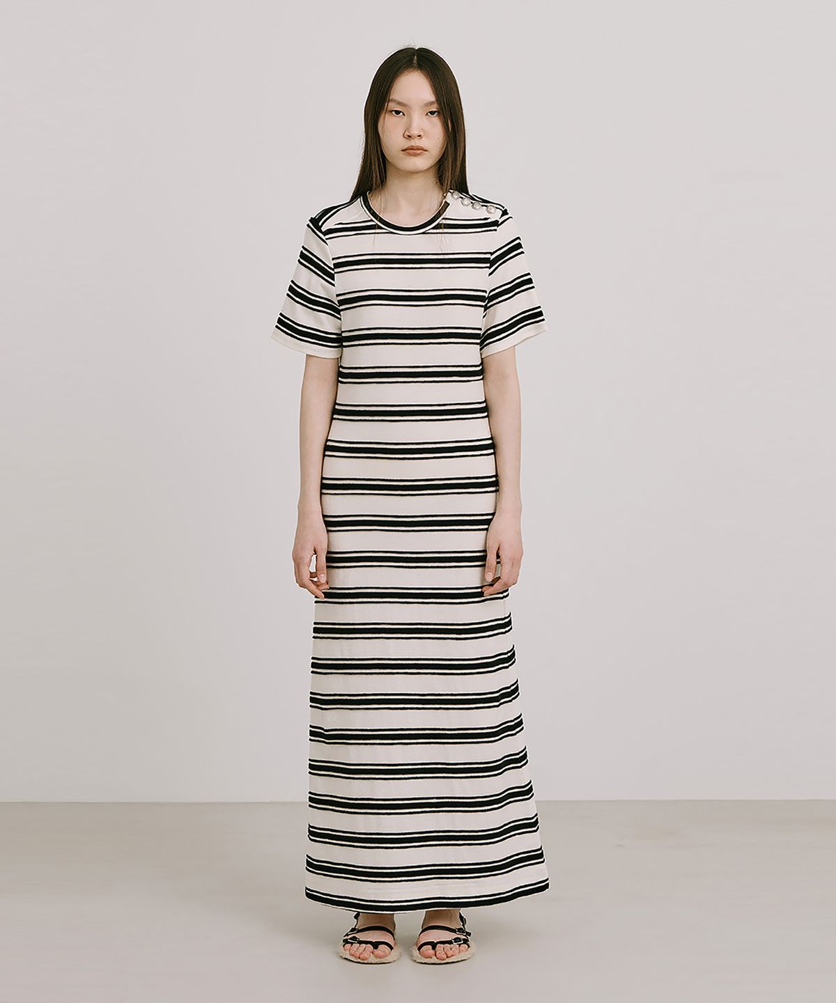 분더캄머(WNDERKAMMER) Stripe Jacquard Knit Dress_Cream(스트라이프 자카드 니트 원피스_크림)