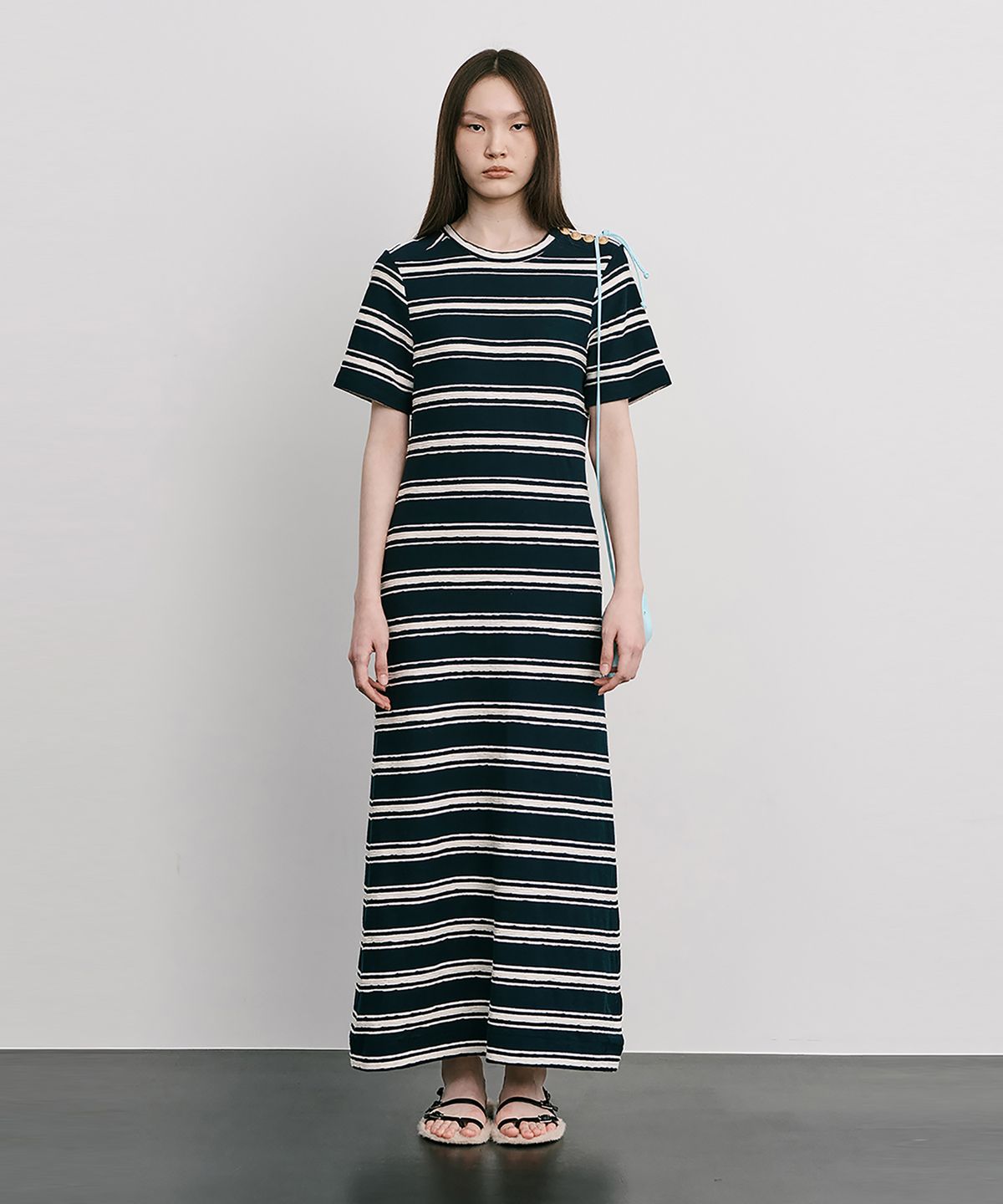 분더캄머(WNDERKAMMER) Stripe Jacquard Knit Dress_Navy(스트라이프 자카드 니트 원피스_네이비)