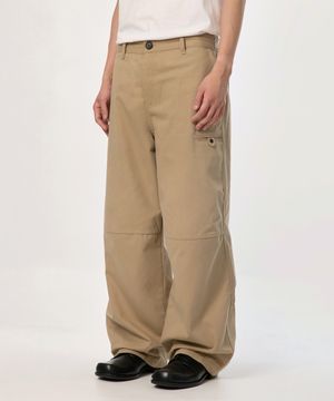 비조 와이드 절개 치노팬츠 [베이지]