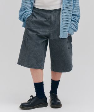 Vintage Washing Cargo Bermuda Pants Charcoal
