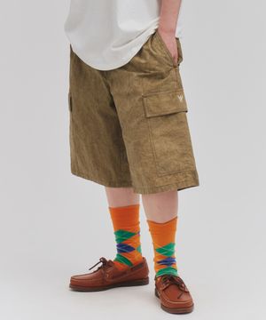 Vintage Washing Cargo Bermuda Pants Brown