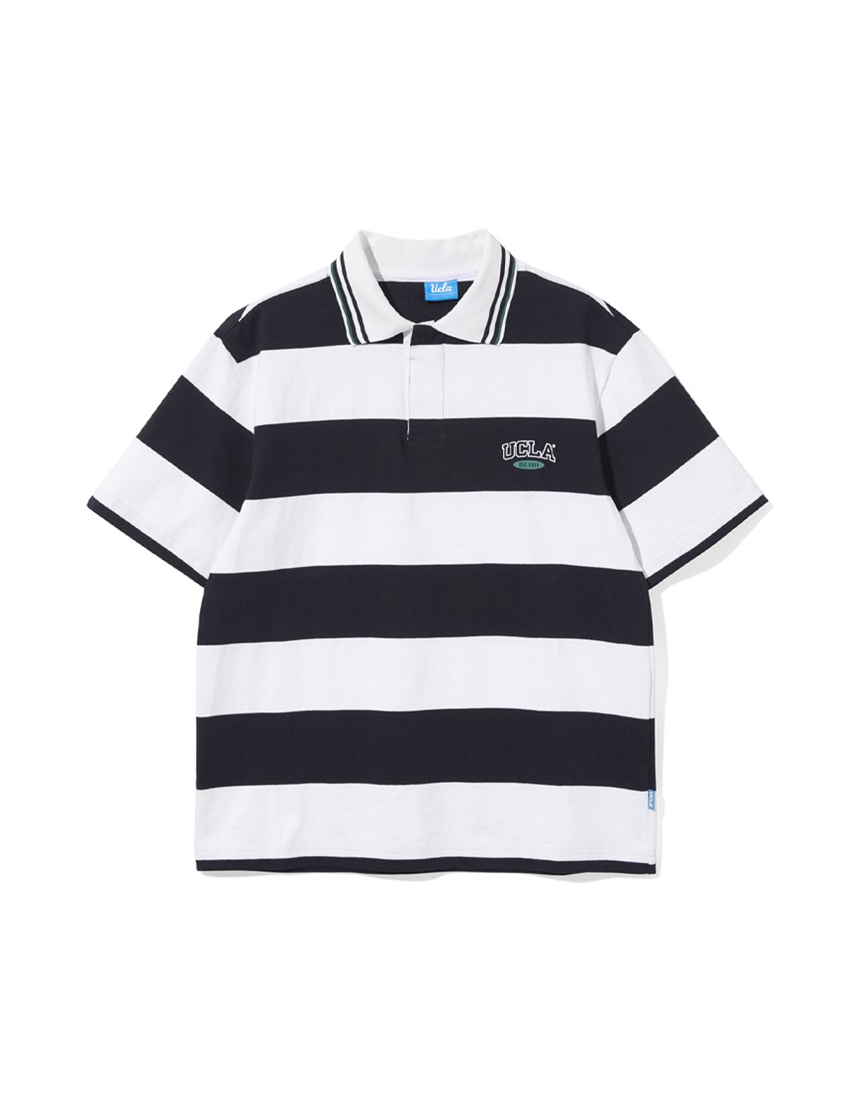 유씨엘에이(UCLA) 남녀공용 럭비 스트라이프 반팔 칼라 티셔츠[WHITE](UB6ST89)