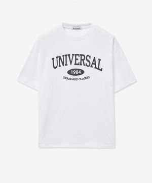 크루넥 오버핏 유니버셜 반팔 티셔츠_화이트블랙