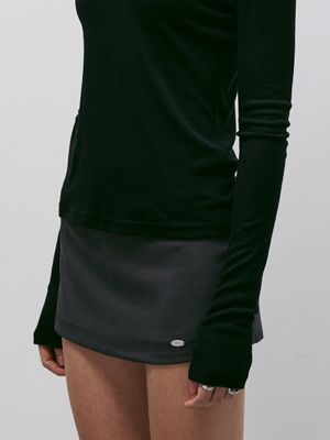 클래식 슬림 미니 스커트 (챠콜)