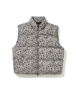 [UN] Leopard Print Down Vest Gray