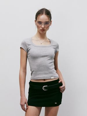 클래식 소프트 딥 스퀘어넥 티셔츠 (멜란지그레이)